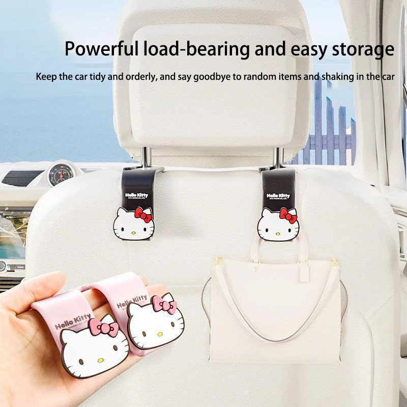 

Kawaii Sanrio Car Headrest Hook Hello Kitty Kuromi Melody Auto Back Seat Organizer Hanger Bag Holder Vehicle Accessories