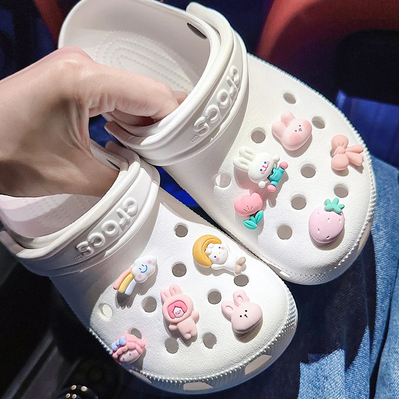 Милый кролик, подвеска для обуви для Crocs DIY, аксессуары для обуви Bogg, сумка, сланцы, сандалии, сабо, детские подарки