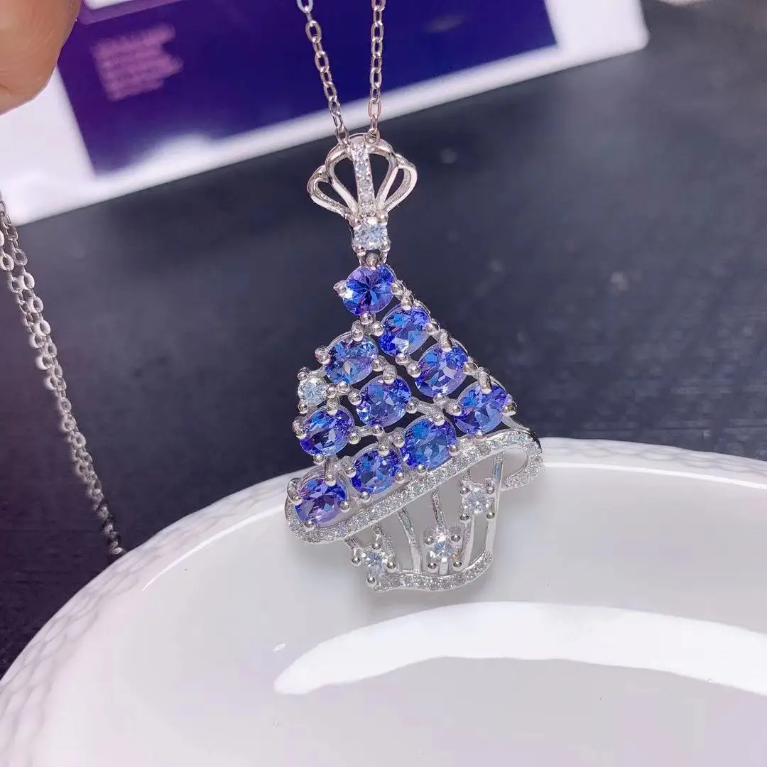 100% Natural Tanzanite Necklace Pendant for Party 10 Pieces 4*5mm VVS Grade Tanzanite Pendant Solid 925 Silver Tanzanite Jewelry