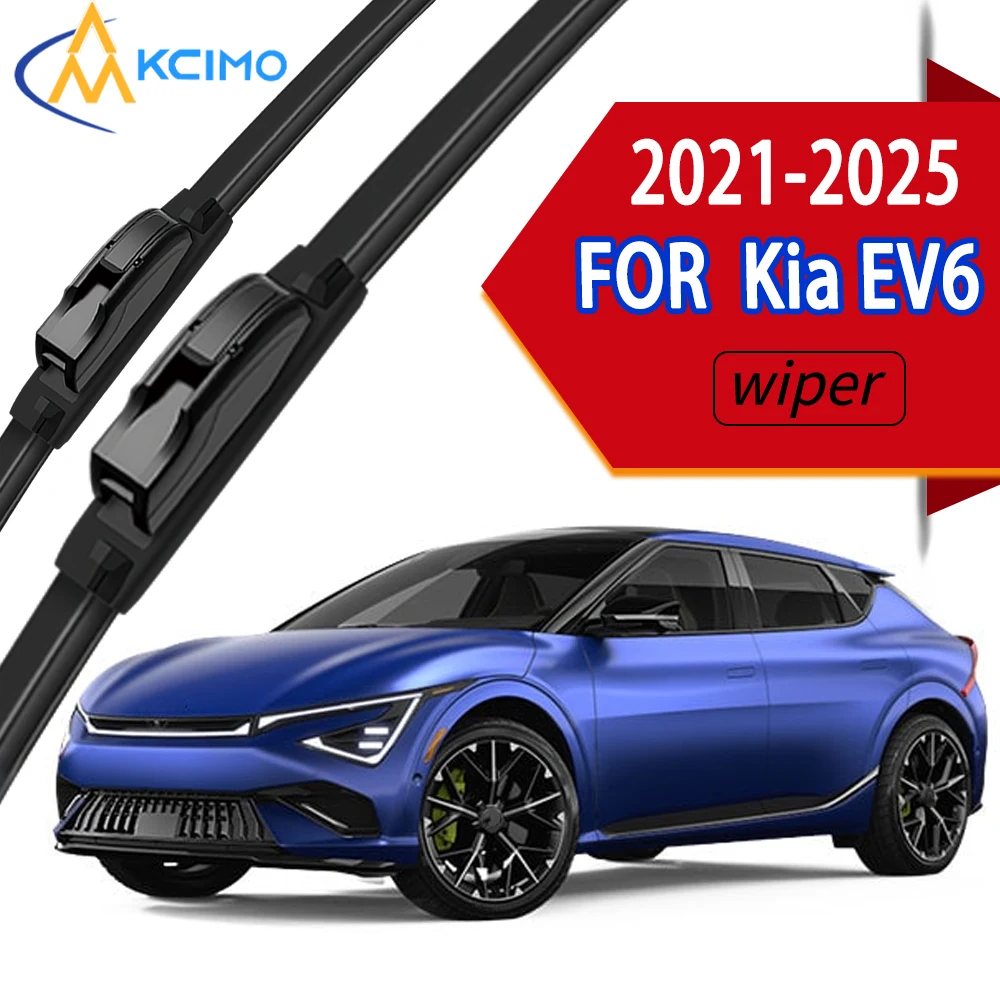 Premium Front Windscreen Wiper Blades with High-Density Rubber, Quiet Streak-Free Custom Fit for Kia EV6 2021-2025.