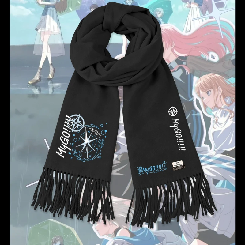 Bufanda de dibujos animados BanG Dream MyGO Anime Rāna Kaname Takamatsu Tomori, bufanda de invierno para mantener el calor, bufanda de alta calidad para hombres, mujeres y estudiantes