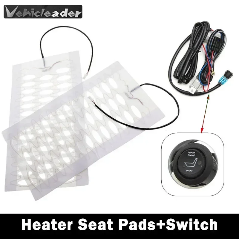 Universal 12V Motorcycle ATV UTV E-Bike Carbon/ Alloy Fiber Seat Heater Warmer Kit Round High-Low Switch Heated Pad