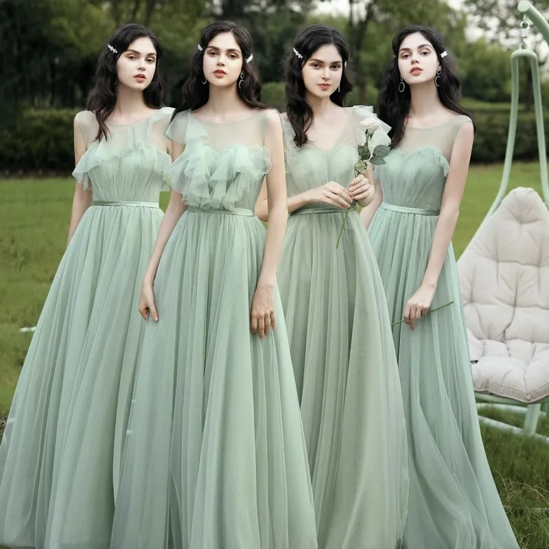 Reject Return J128 Formal Green Dresses Women Prom Gowns for Party Robe Special Occasion Floor Length Bridesmaid Dress