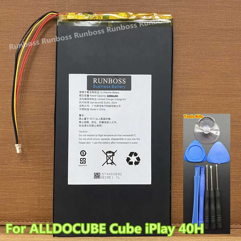 6200mAh High Capacity For ALLDOCUBE Cube iPlay 40H 10.4inch T618 Tablet PC Battery For CUBE iPlay40H Replacement Accumulator
