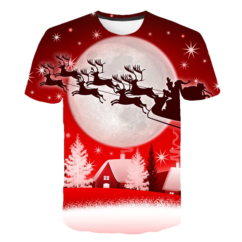 Kawaii Tshirts 3D Print Snowman święty mikołaj boże narodzenie lato T Shirt moda dla dzieci Casual chłopcy dziewczęta wokół szyi Tshirt topy