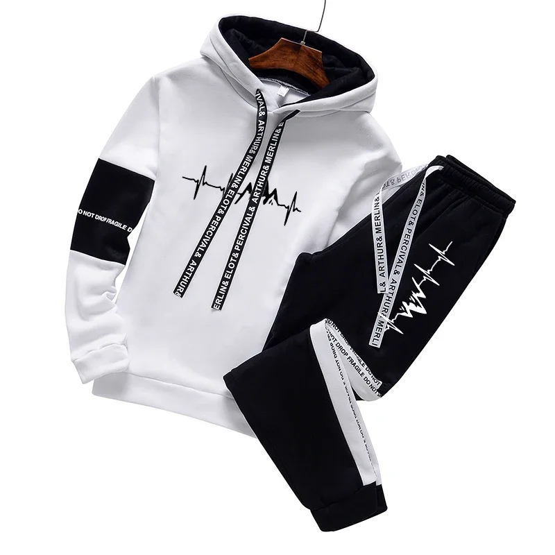 2024 Mens Tracksuit Casual Classic Hooded Sweatshirt Jogging Clothing High Quality Simplicity Versatile Printing Tops Pants Suit