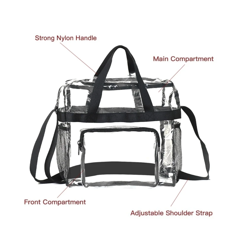 PVC Lady Handbag Large Capacity Transparent Messenger Bag Outdoor Waterproof Shoulder Bag Travel Storage Women Tote Bag