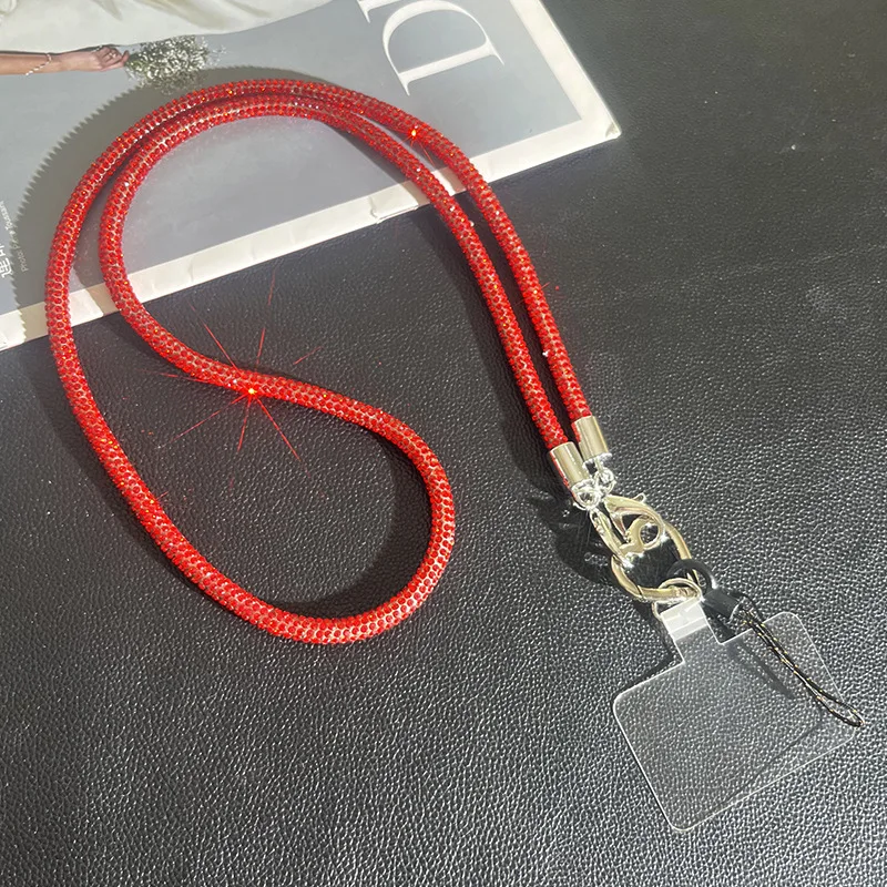 Cordón para teléfono móvil, cordón de lujo con diamantes de imitación, cadena para la muñeca, pulsera corta con incrustaciones de diamantes de alta gama, cordón reforzado con antiloss