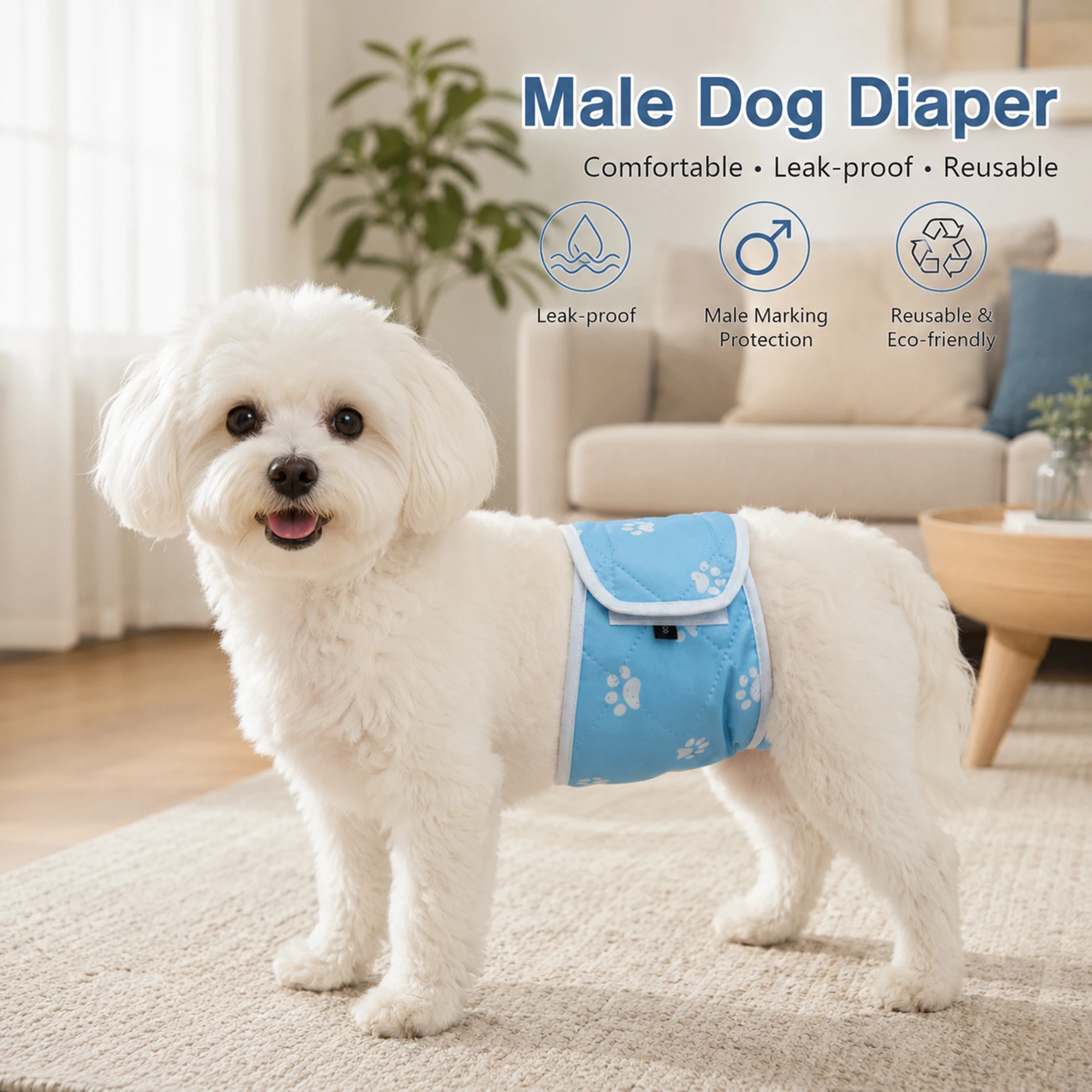Male Dog Menstrual Pants Anti-Disturbance Anti-Pregnancy Safety Pant Adjustable Size, Comfortable Breathable Hygienic Pants