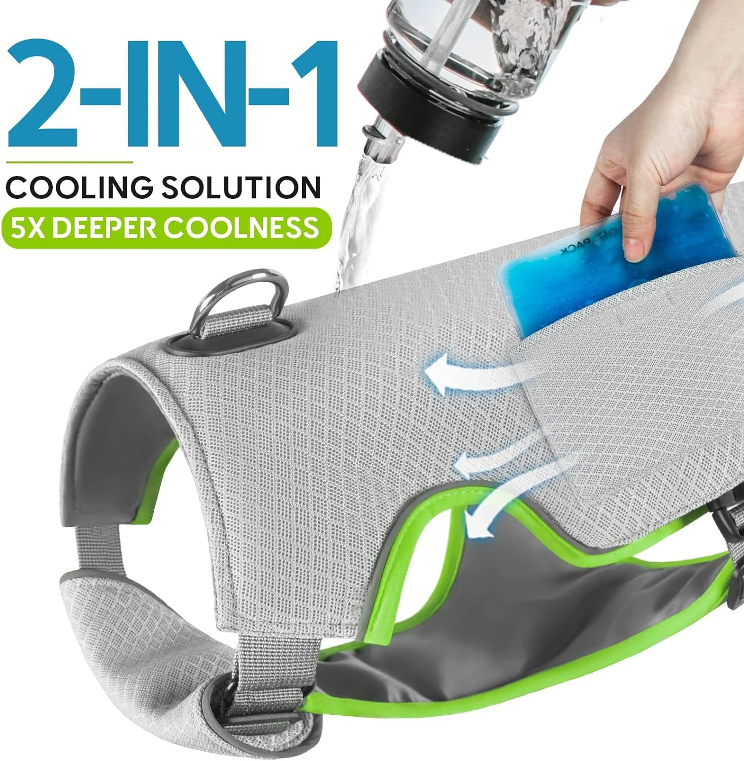 Adjustable Dog Cooling Vest with Ice Packs Reflective Strips Breathable Summer Pet Cold Vest for Small Dogs Safe Walk
