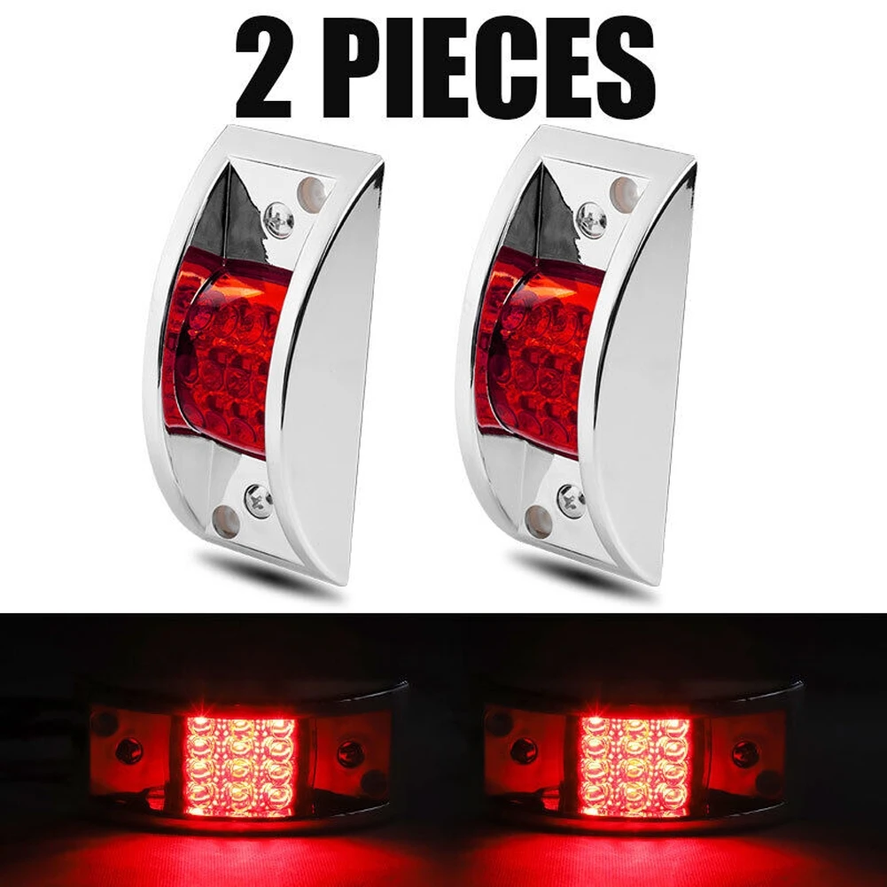 2pcs Truck Marker Side Light 12-24V Universal LED Tail Light RV Trailer Truck Side Light Red