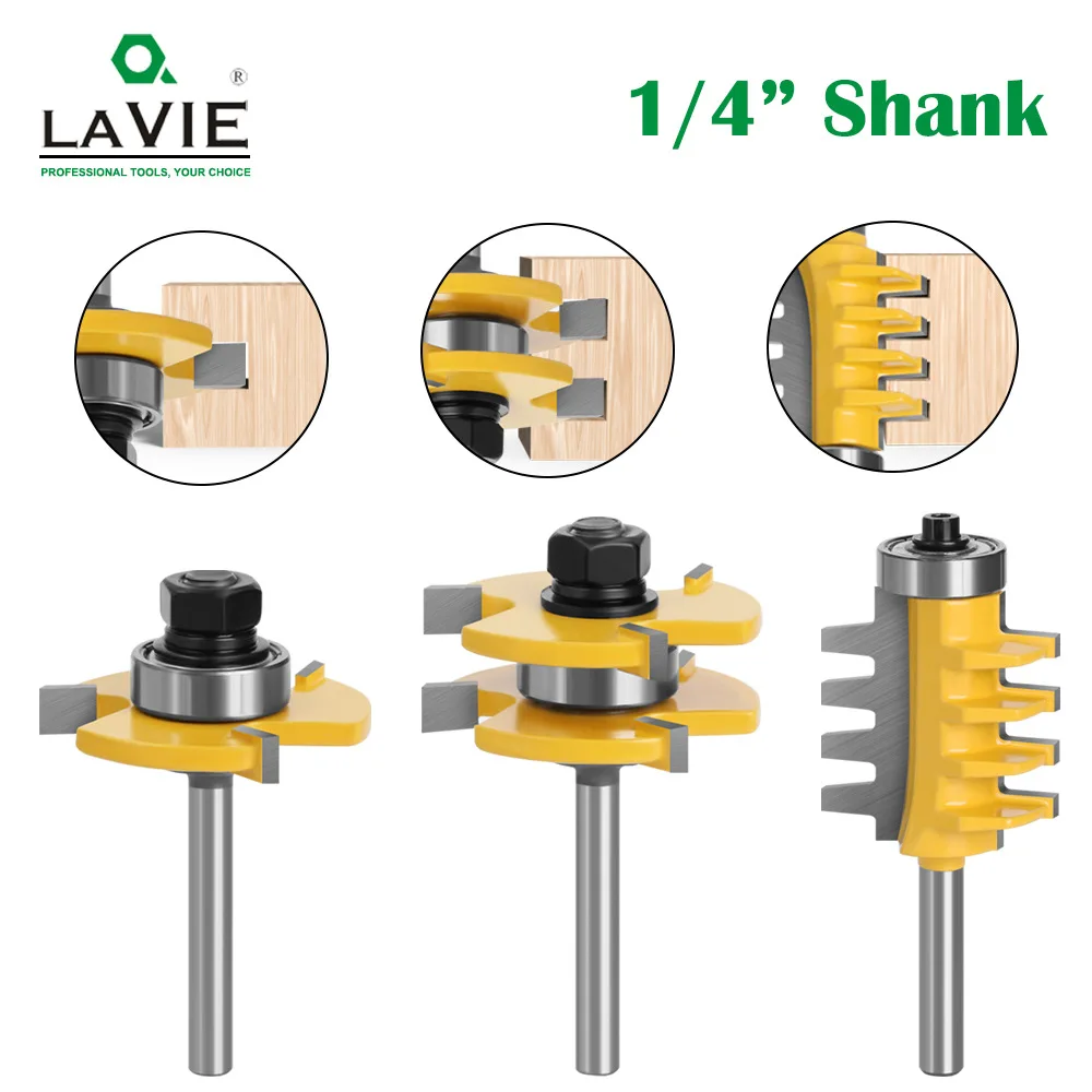 1/4 Handle Taper Tooth three-tooth T-mortising Knife three-piece split-plate Knife Floor Cutter Tungsten Steel Milling Cutter