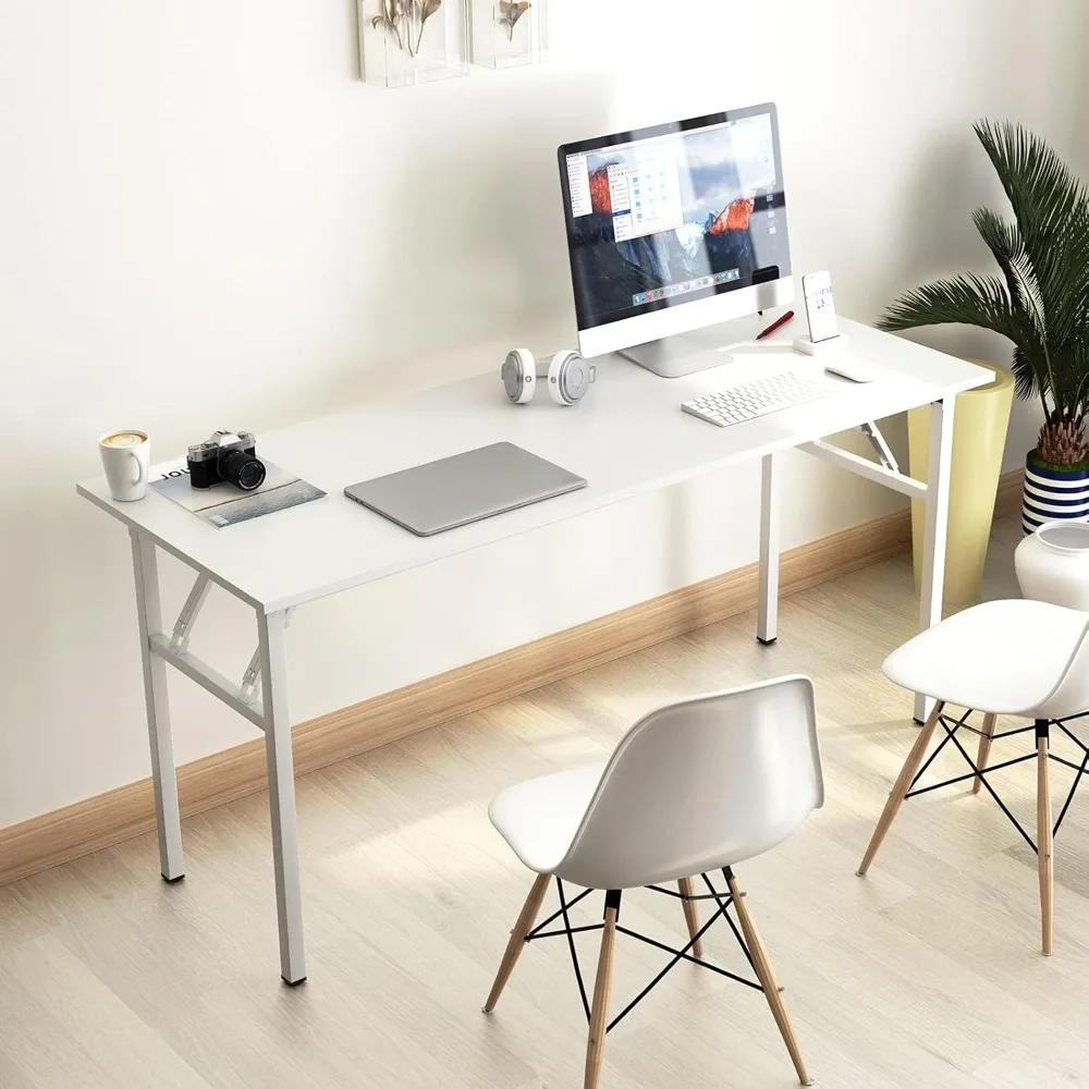 Modern 62-inch opvouwbaar computerbureau - grote schrijftafel voor thuiskantoor in eenvoudige stijl, ruimtebesparend opvouwbaar ontwerp voor efficiënt