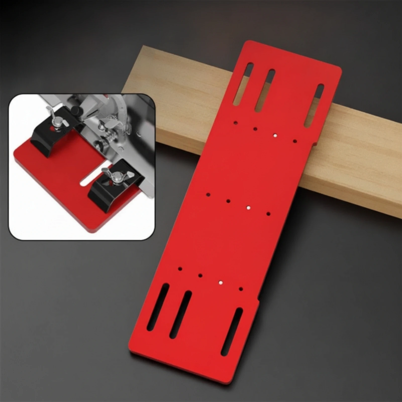 Dual-Function Cutting Machine Base Slotted Handheld Saw Guide Base with Clamps Tool Precision Sturdy for Woodworkers