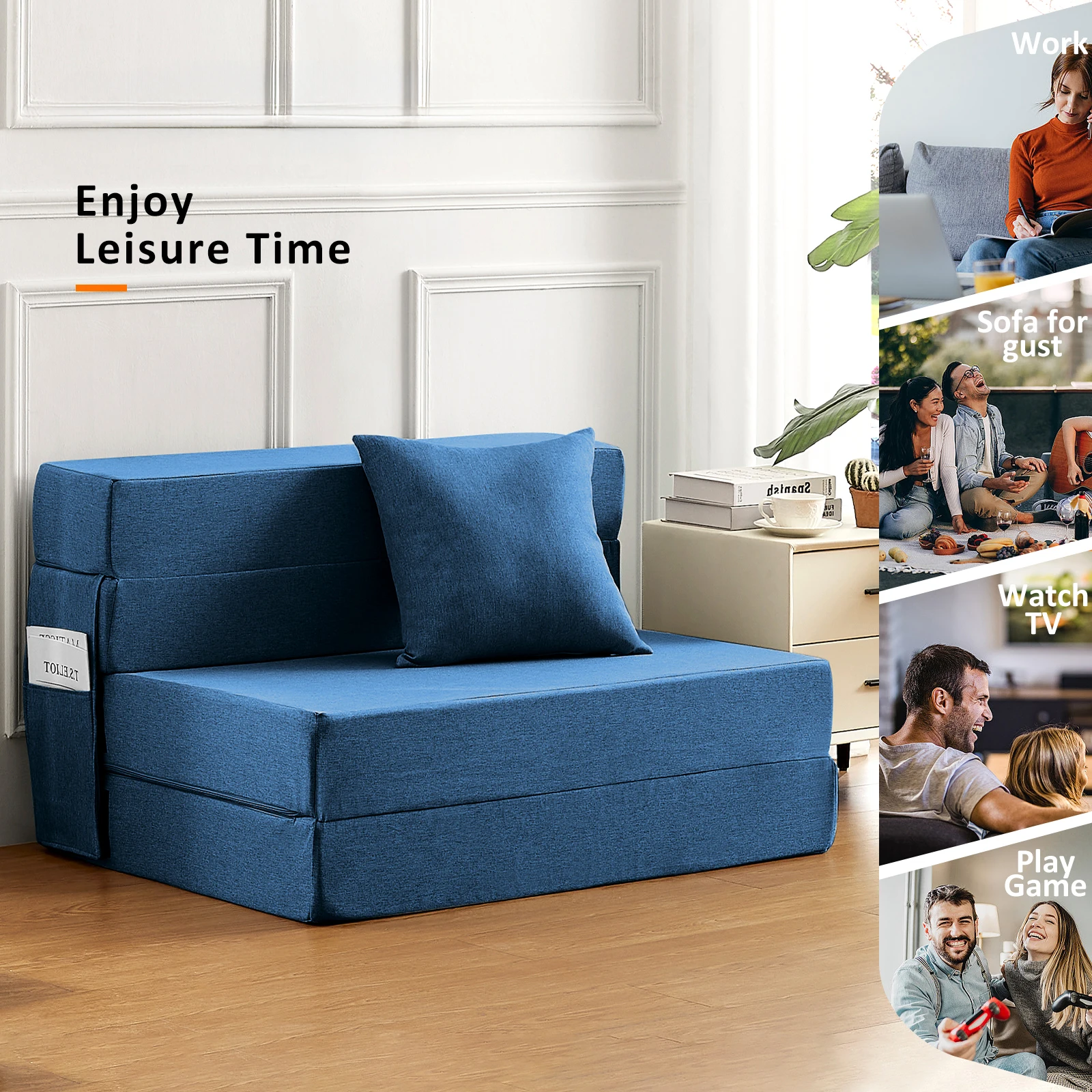 

Складной диван и кровать можно использовать, свободно собранно с моющимся тканевым чехлом для кемпинговых палаток, фургонов, йоги