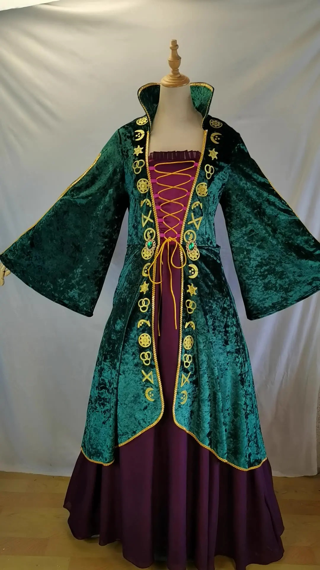 زي تنكري من فيلم Hocus Pocus، فستان ساحرة طويل Winifred Sanderson للبالغين والنساء والفتيات، كرنفال الهالوين