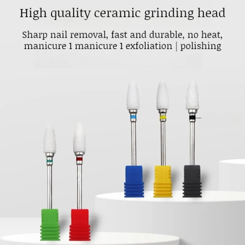 Household ceramic cylindrical conical manicure tool for removing dead skin and polishing nails