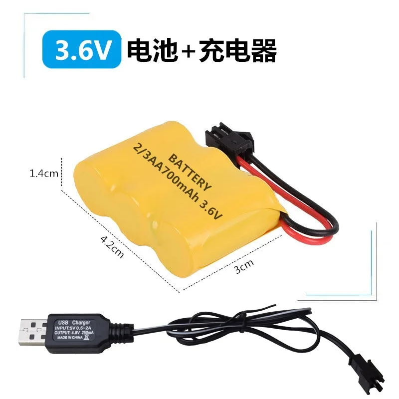 Replacement battery for toy remote control car 3.6V4.8V7.2V water toy dump car remote control deformation car charger 1PCS