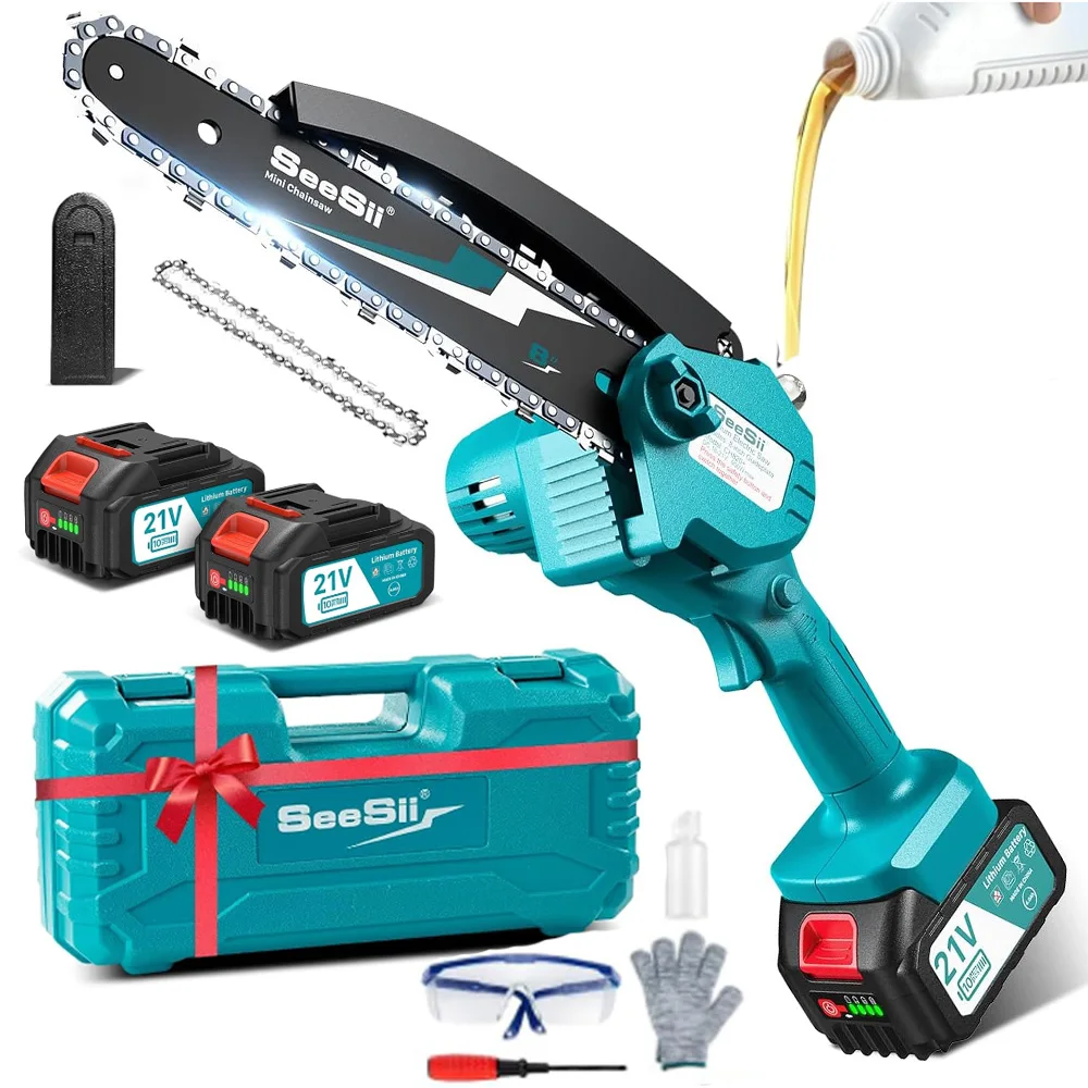 

Seesii 8 Inch Mini Cordless Chainsaw Electric Chainsaw Wood Cutter Pruning Garden Power Tools Compatible Makita 18V Battery pin