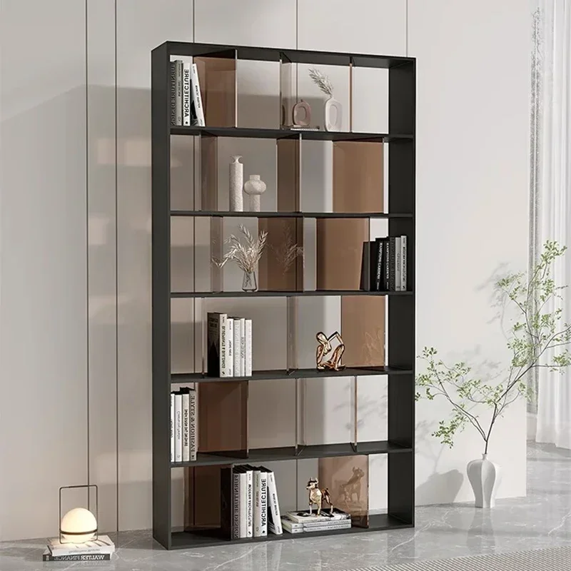 Italian Stainless Steel Bookshelf Living Room Luxury Acrylic Multi-layer Display Shelf Metal Creative Modern Furniture WKBC