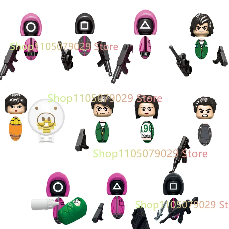 New Squid Game3 Anime Cartoon TV Mattoni Bambole giocattolo Figure Building Blocks Assemblare giocattoli Modello Bambini Regali di Natale