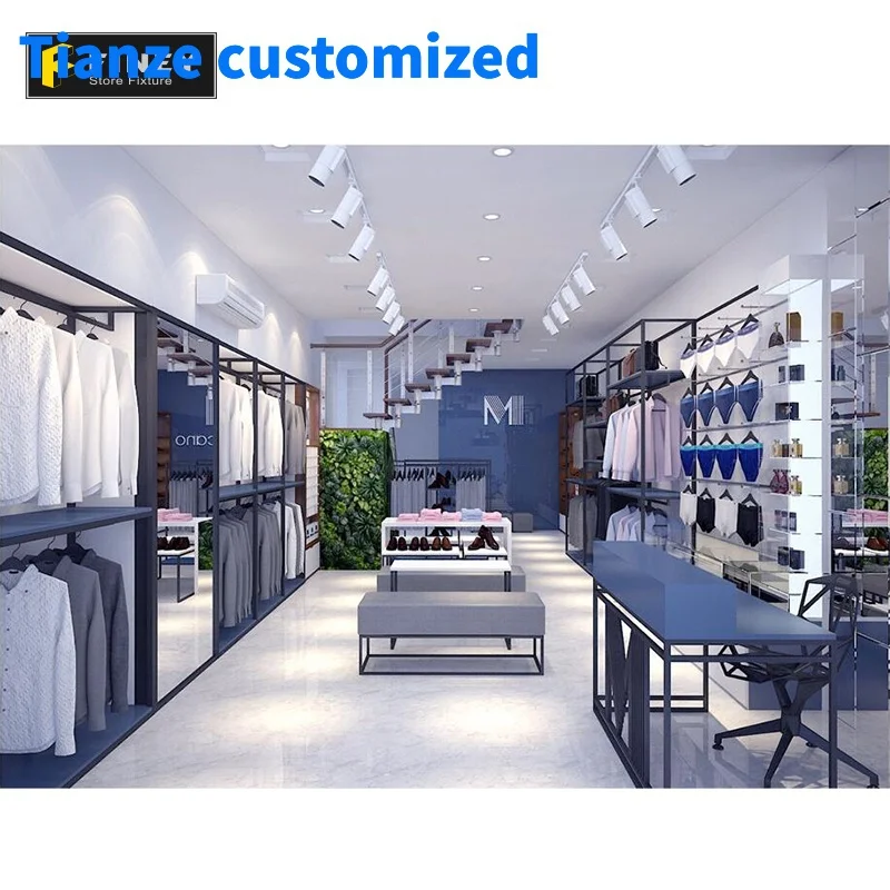 （customized）Fashion Shop Decoration Design Ideas Fancy Boutique Store Fixtures Customized Store Clothes Displays