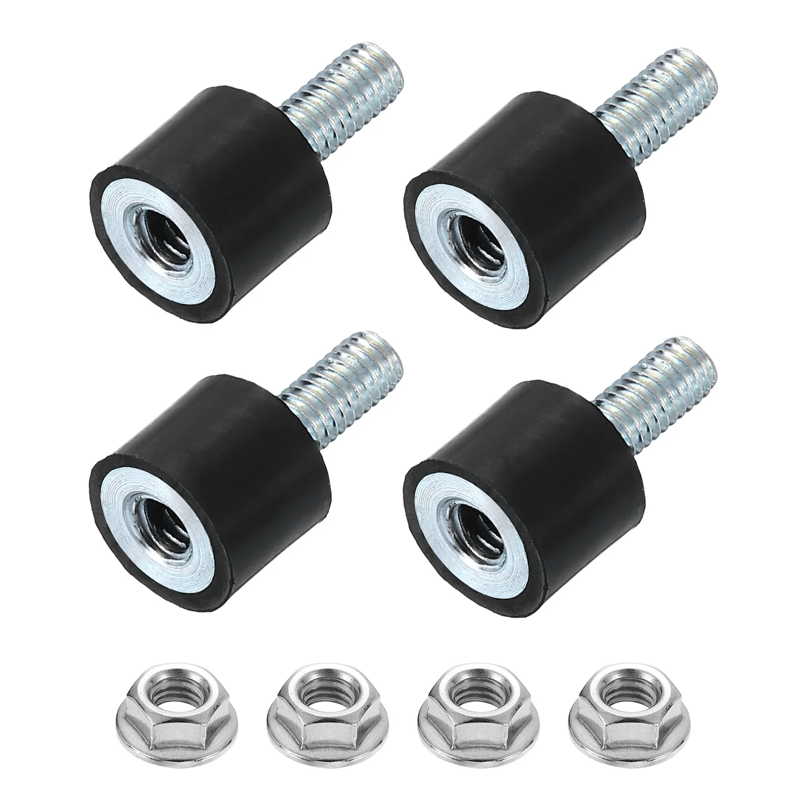 4Pcs M3 M4 M5 M6 M8 Rubber Mounts Cylindrical Anti Vibration Isolator Shock Absorber with Lock Nut for Generator Air Compressors