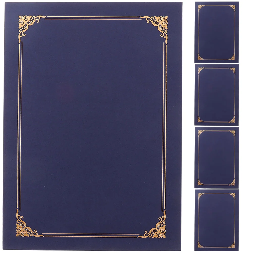 

Greeting Card Cover Certificate Holder Diploma Cover Protective Case Blue Paper Award Document Folder Decorative Storage Home
