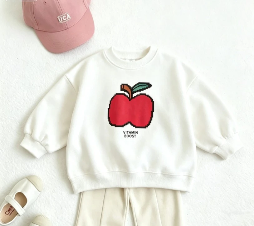 Kids Cartoon Print Crewneck Sweatshirt Soft Cotton Fabric Long Sleeve Pullover Infant Full Sleeve Tops Small Children Costume