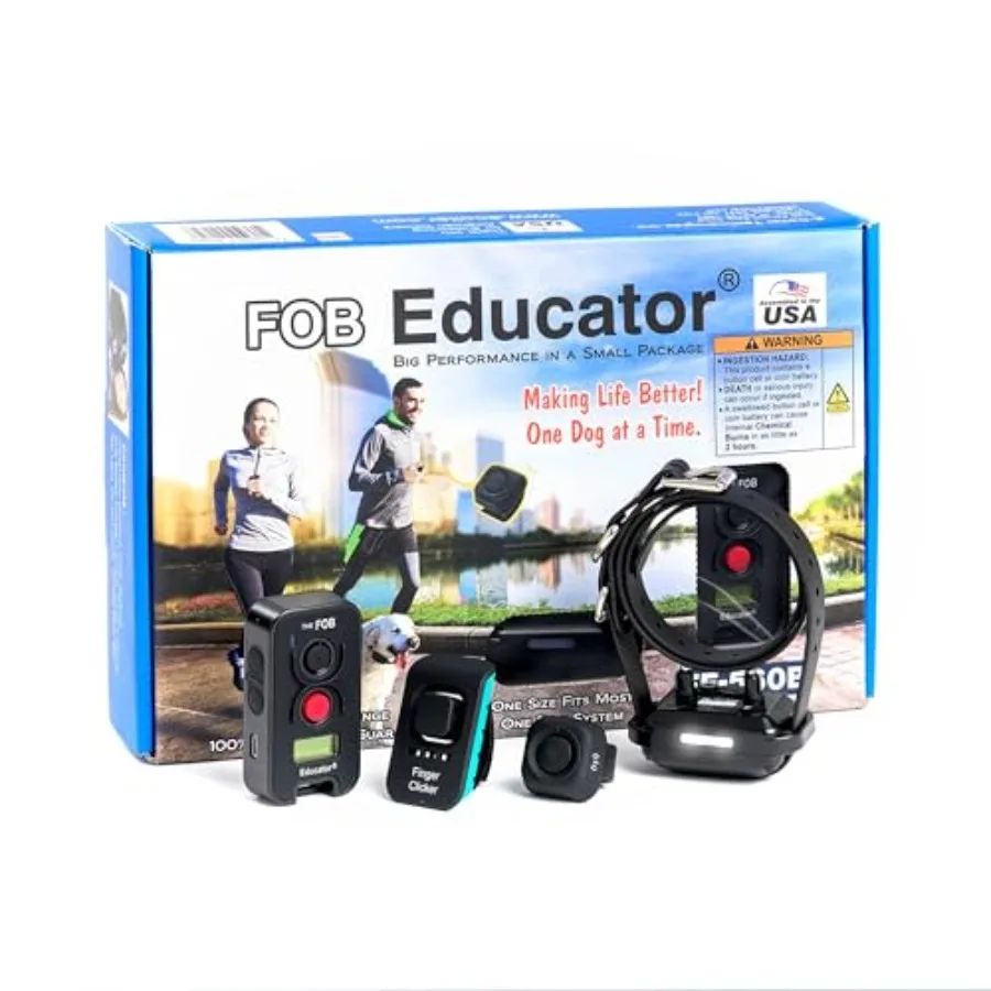 Collar de Adiestramiento para Perros FOB de 300 Yardas con Control Remoto y Botón de Dedo, Estimulación Humana, Tono Pavloviano, Impermeable, Antiolor, Biothane