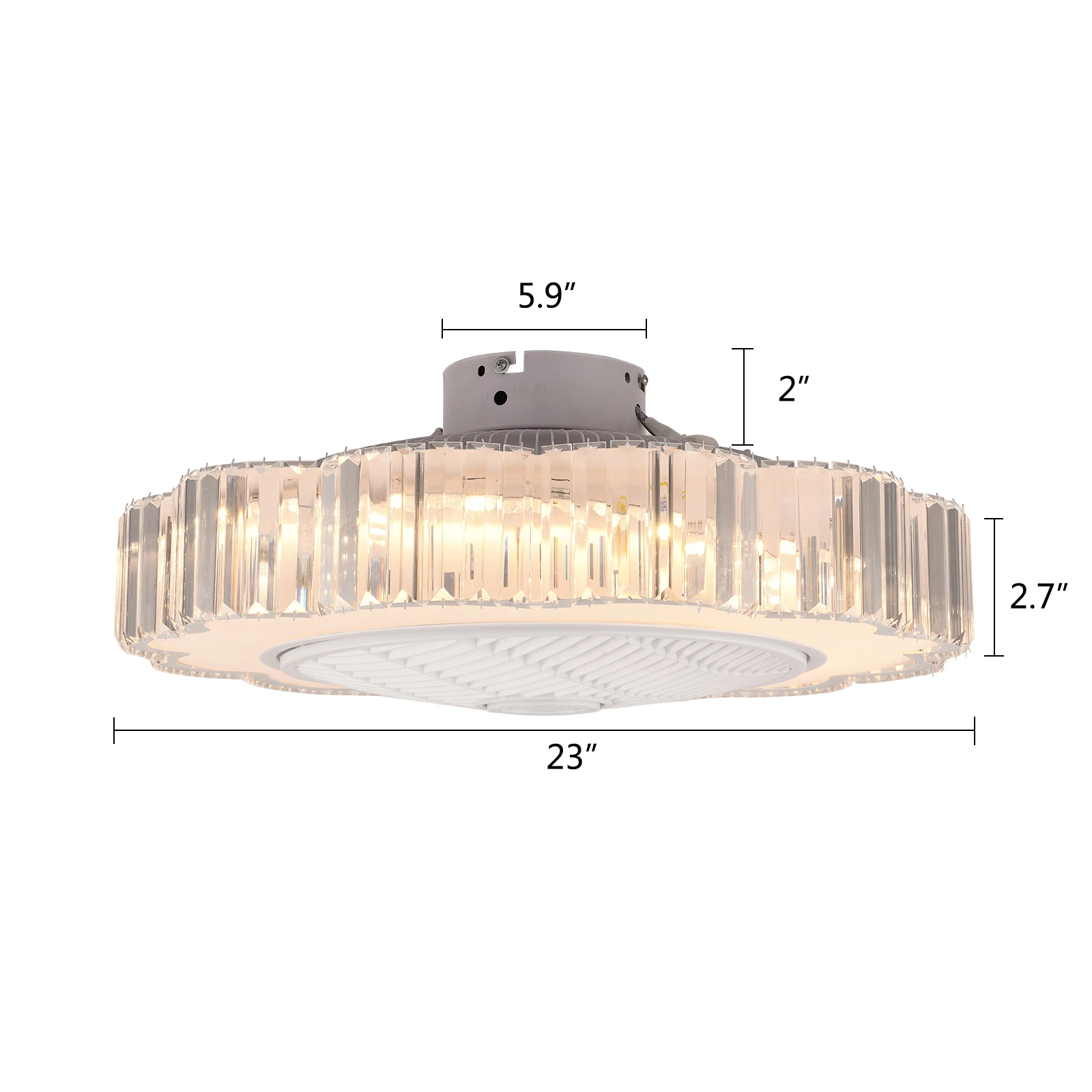 Ceiling Fan with Lights 23 Inch Bladeless Semi Flush Mount Low Profile LED Fan Remote Control 3-color Lighting