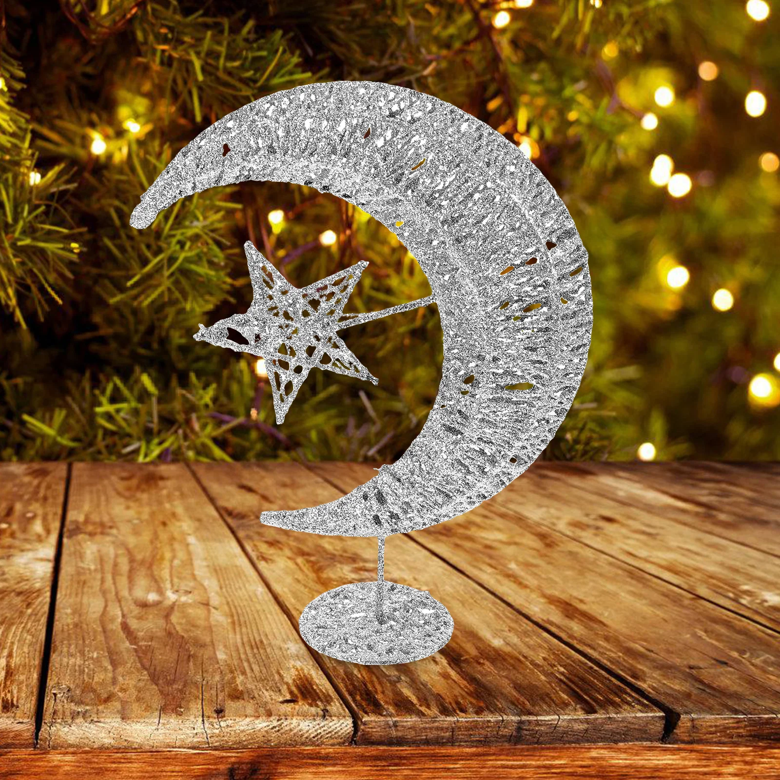 

Outdoor Christmas Decoration Tree Topper Star and Moon for Golden Toppers Party Decorations Sparkle