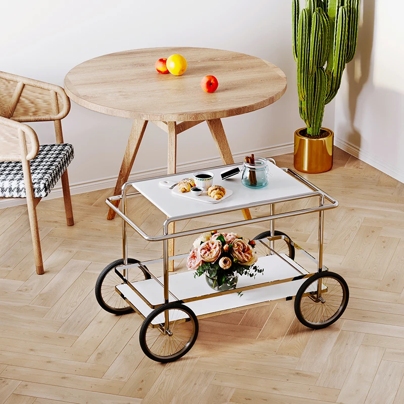 رف تخزين بعجلات ثلاثي الطبقات من العصور الوسطى متحرك #4