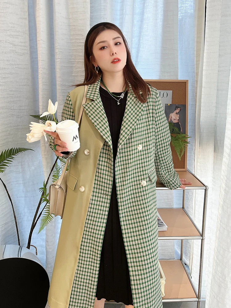 

Vogana Original Large Size Retro Cheered Color Blo Loose Midi Length Jaet Korean Sle Commute Windbreaker Polyester Sp...