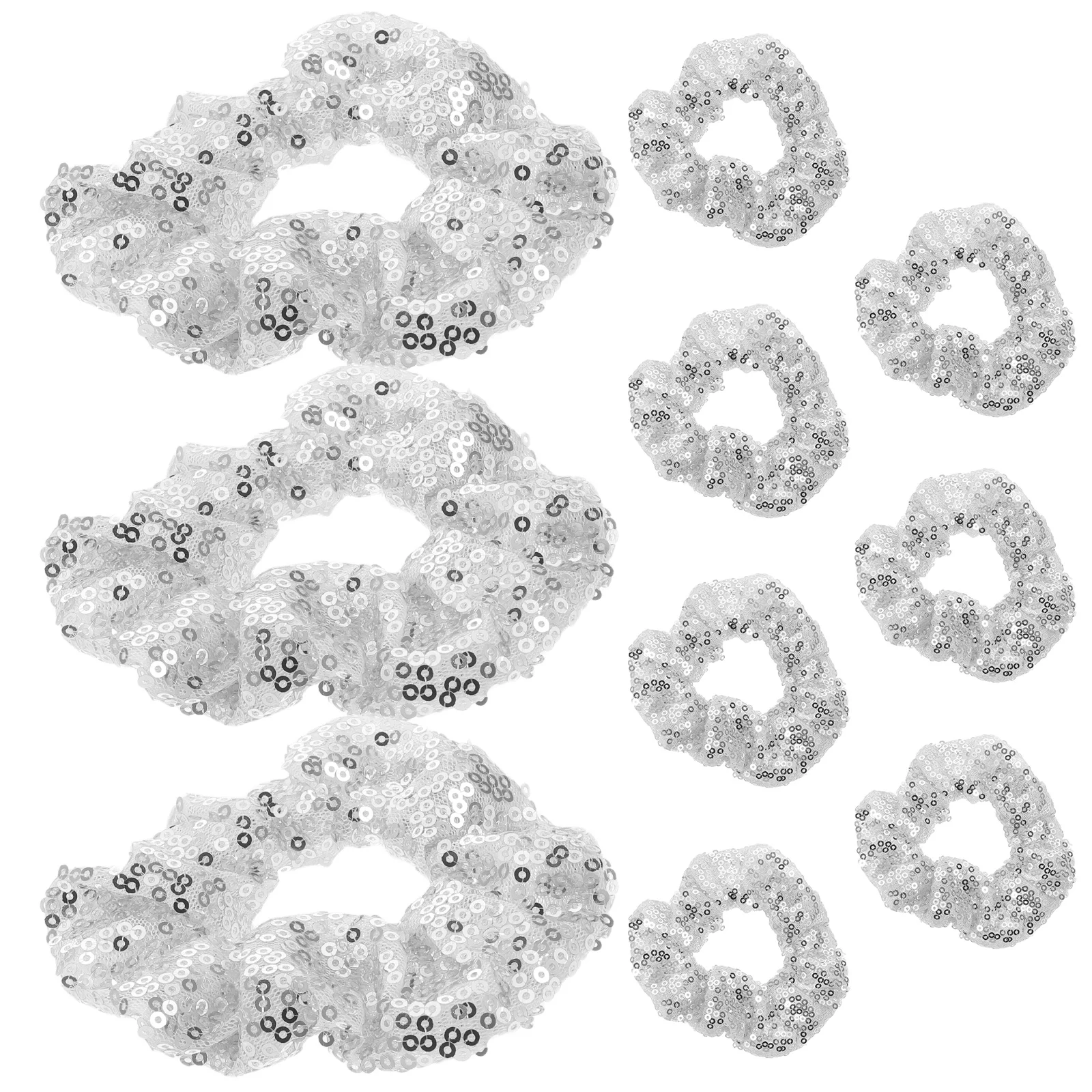 

10 Pcs Sequin Hair Tie Accessories Gym Scrunchies for Girls Disco Elasticity Jewelry Silver Bridesmaid Miss