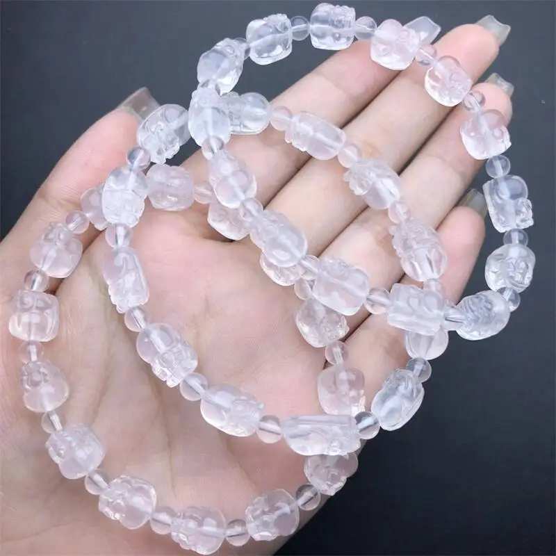 Natural Quartzo Rosa Pixiu Pulseira para Mulheres, Moda Cristal Pedras Preciosas Jóias, Reiki Presente de Cura, 8mm, 1PC