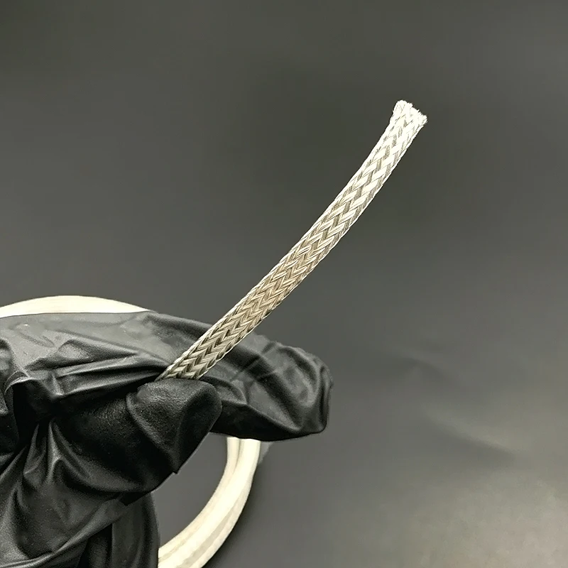 ID 2/4/6/8/10/12/16/20/25mm High-quality Silver Plated Copper Braided Sleeve, Resistant to High Temperature and Corrosion