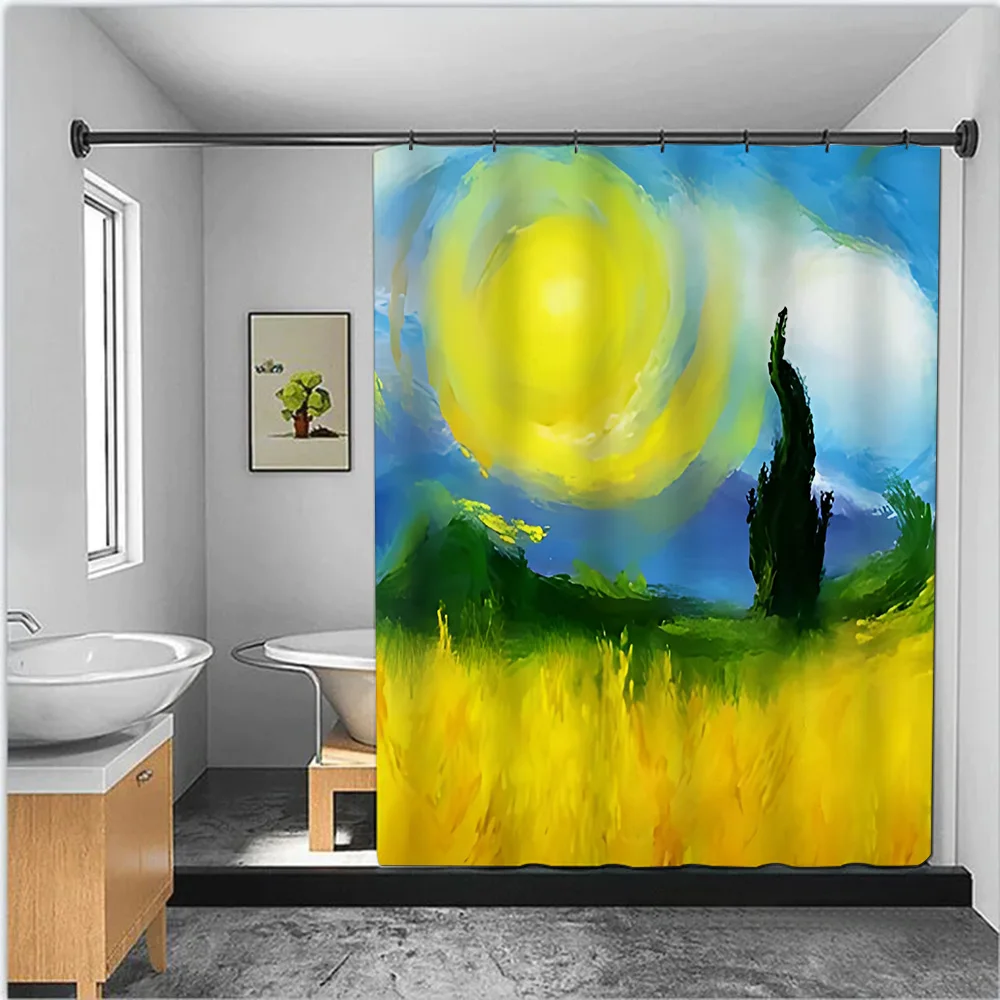 Van Gogh Painting Shower Curtain Waterproof Polyester Fabric Paint Colorful Bath Curtains Home Bathroom Decor Curtain With Hook