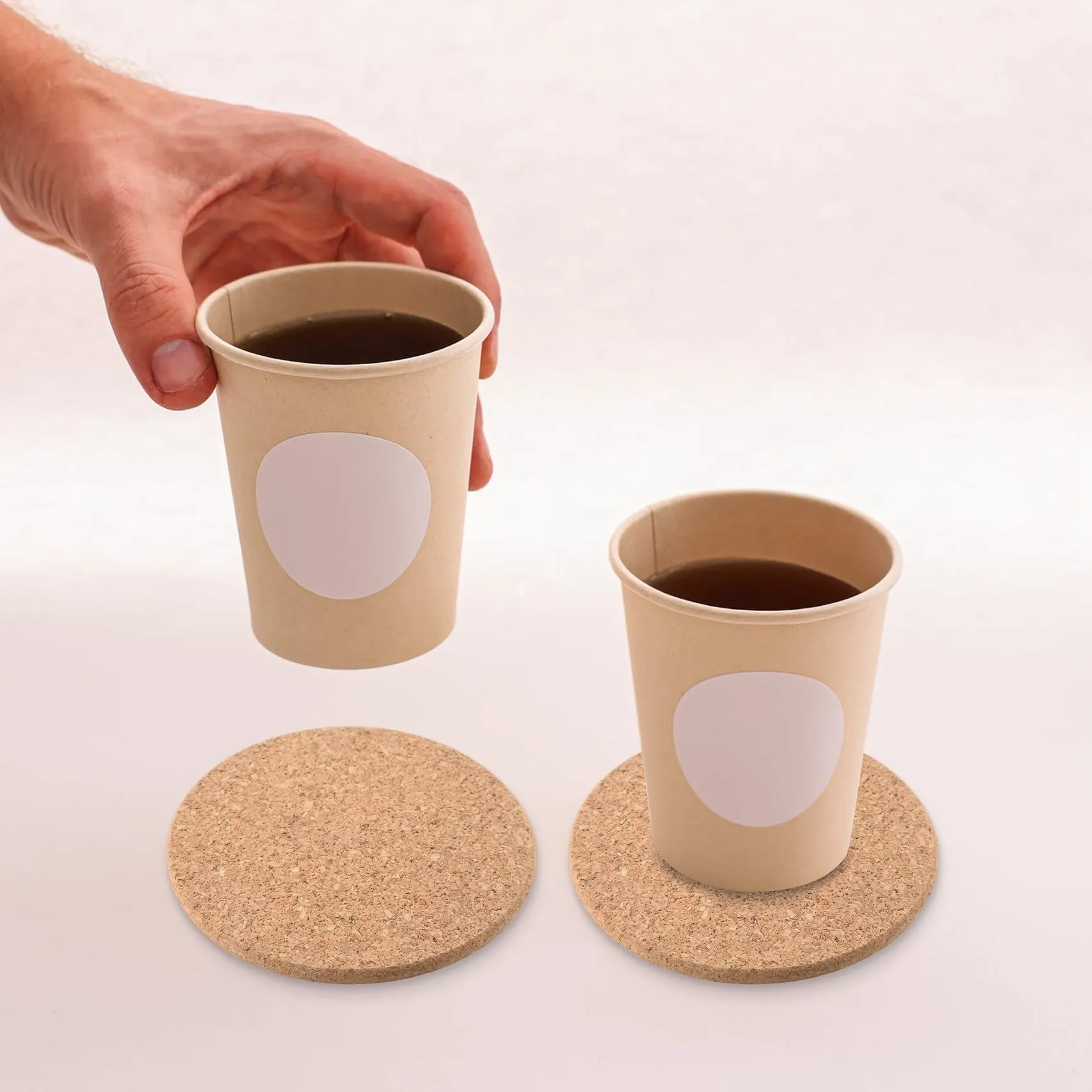 Set of 10 Cork Bar Drink Coasters - Absorbent and Reusable - 90mm, 5mm Thick