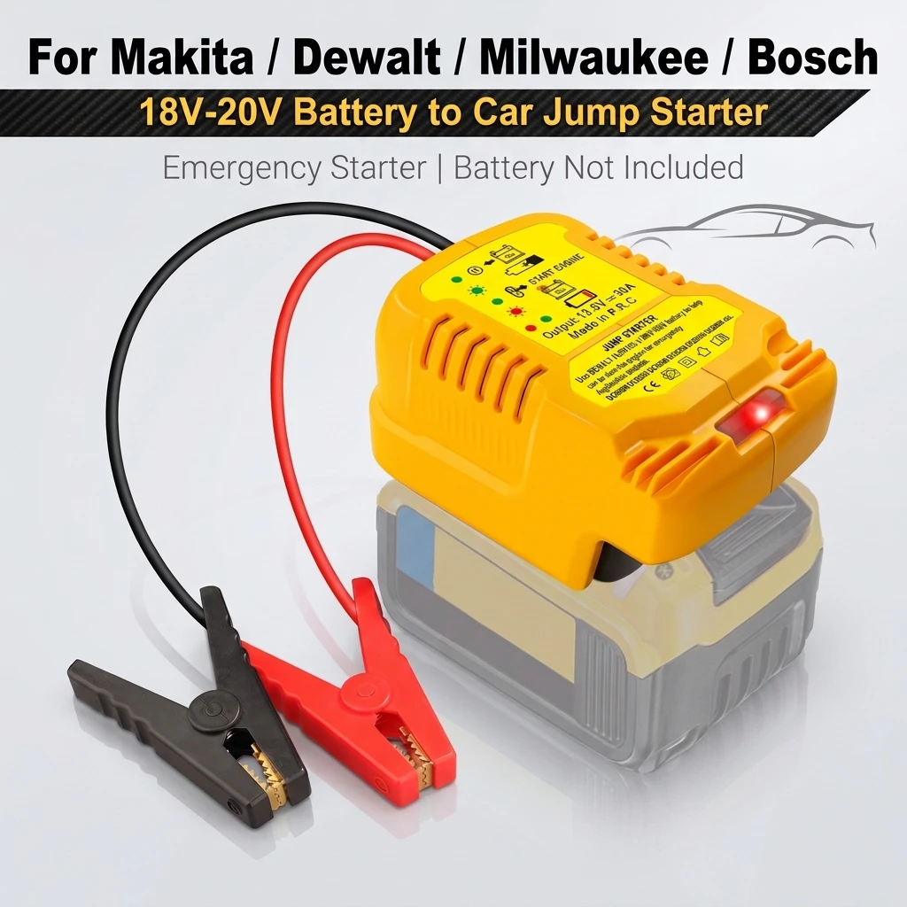 Car Jump Starter For Dewalt Makita Milwaukee Bosch 18V 20V Battery 100A Power Tool Battery Booster 12V SUV Truck Emergency Kit