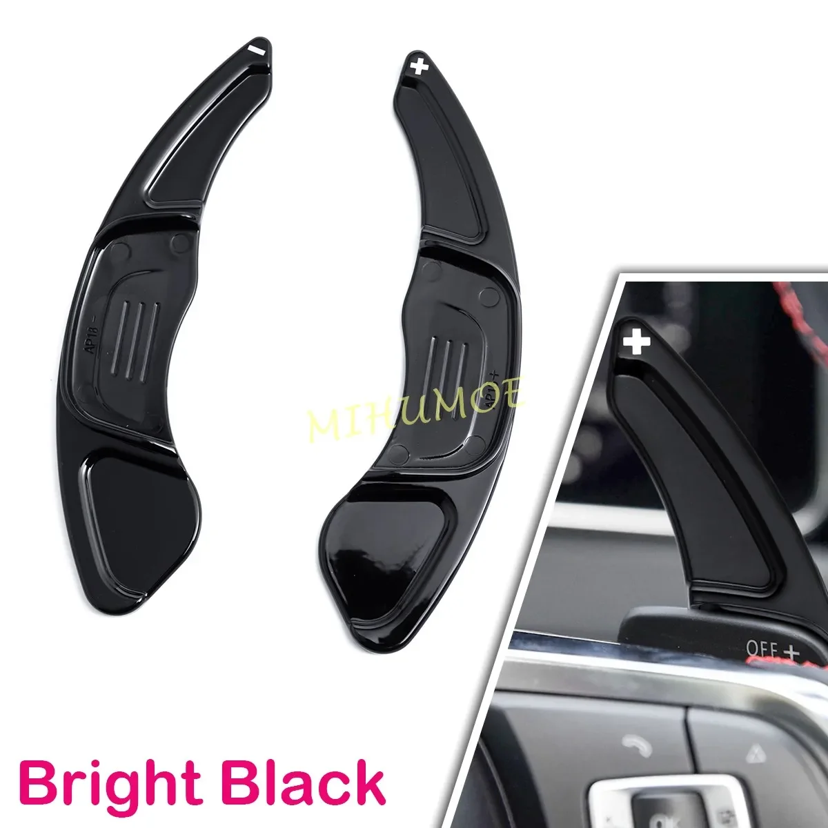 For VW Volkswagen Golf 7 Polo GTI Jetta GLI Scirocco R Steering Wheel Paddle Shifter Extension Gear Shift Trims Glossy Black