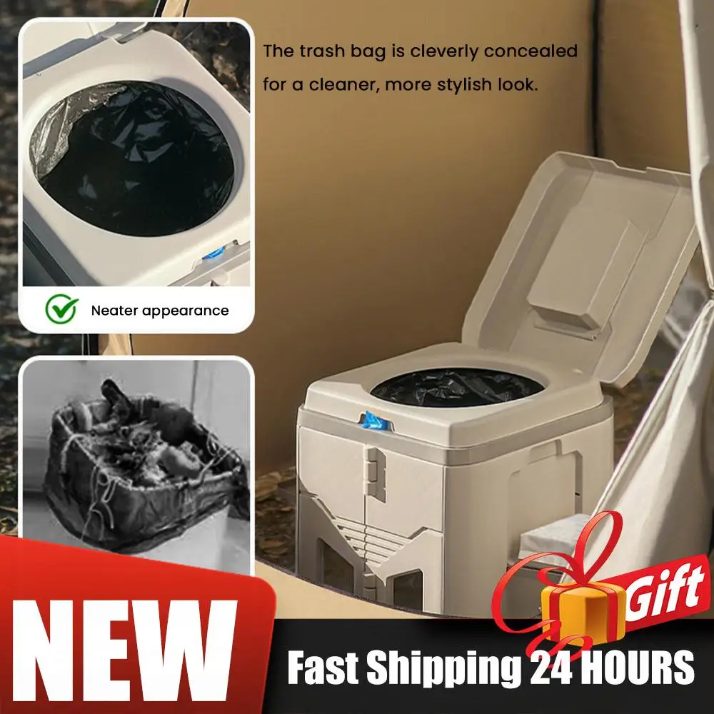 Collapsible Travel Toilet with Lid Folding Potty Reusable 150KG Load Capacity for Hiking Beach Car Truck Boat RV Road Trips