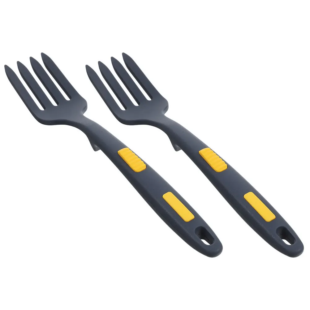 2pcs Silicone Flexible Fork Large Nonstick Cooking Food Fork Ergonomic Kitchen Pasta Server For Salad Noodle Mixing Reusable