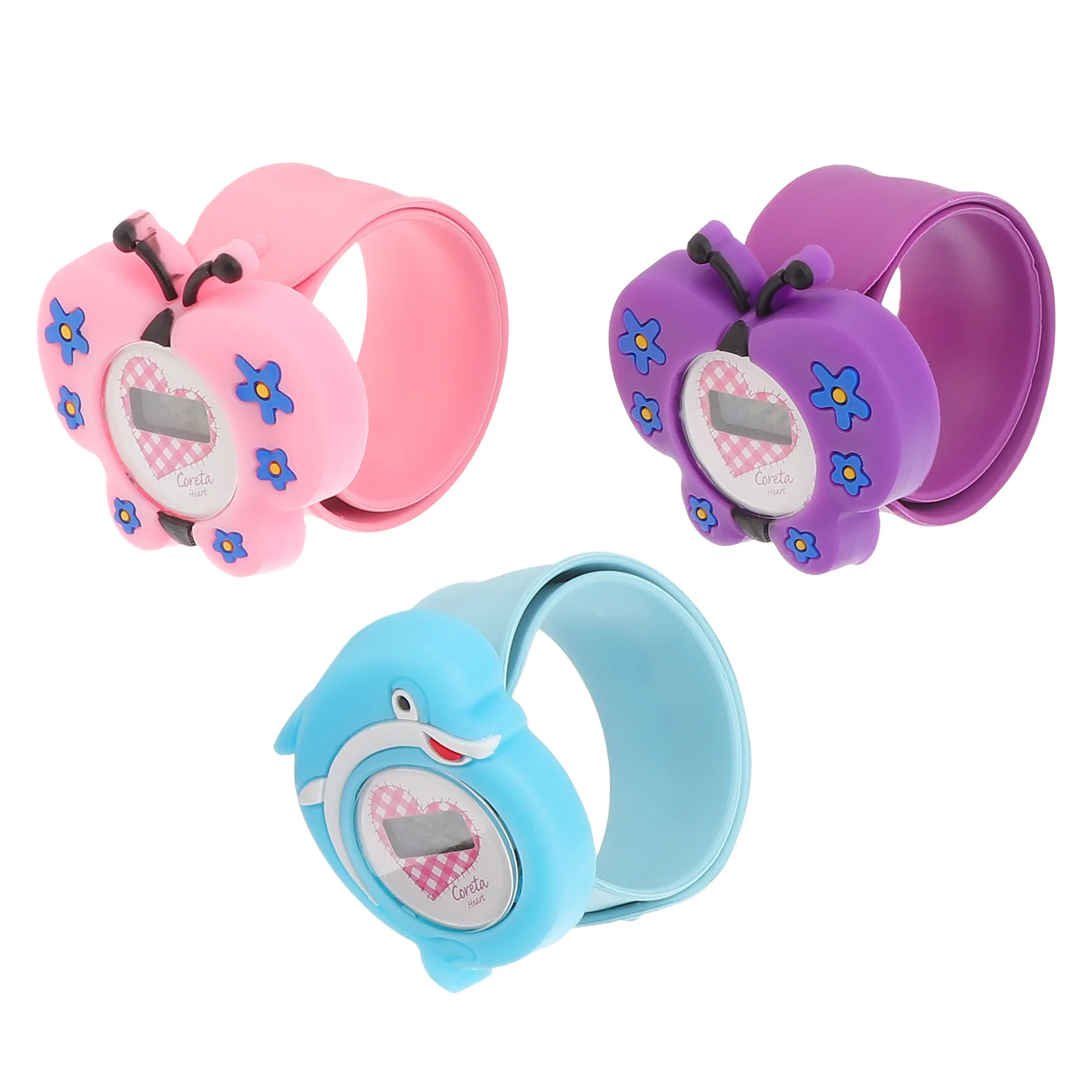 

3 шт. детские часы мультяшные силиконовые наручные часы с 3D узором прозрачные арабские цифры красочные модные удобные безопасные для