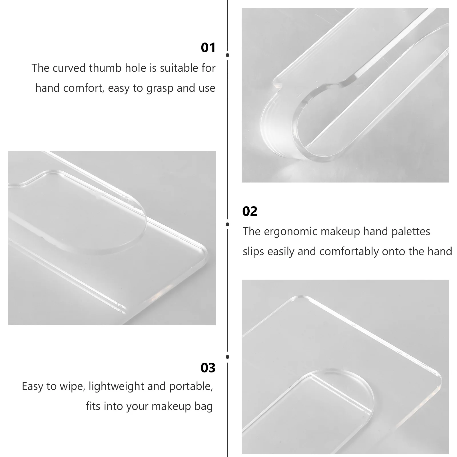 2 Stück Acryl-Make-up-Paletten, transparente Handpaletten für individuelle Foundation, Lippenstift, Farbmischung, Salon-Make-up