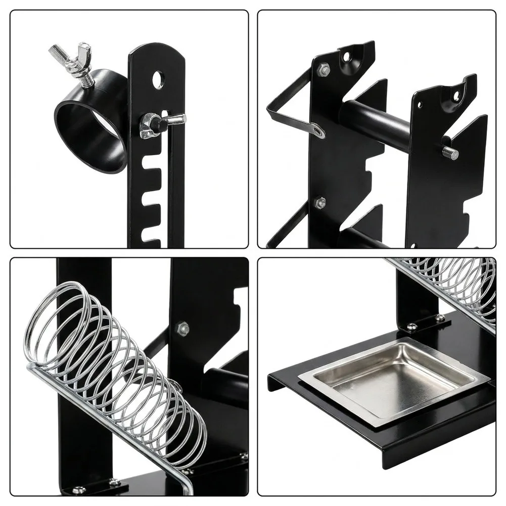 Functional Dual-Spool Soldering Iron Stand with Height Adjustment Mechanism and Heat-Resistant Metal-Plastic Construction