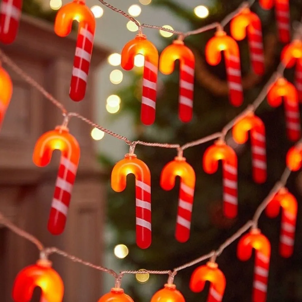 1.5M/3M/6M クリスマス LED ストリングライト 10/20/40 LED サンタ帽子キャンディケインライトウォームホワイト防水クリスマスツリーオーナメント