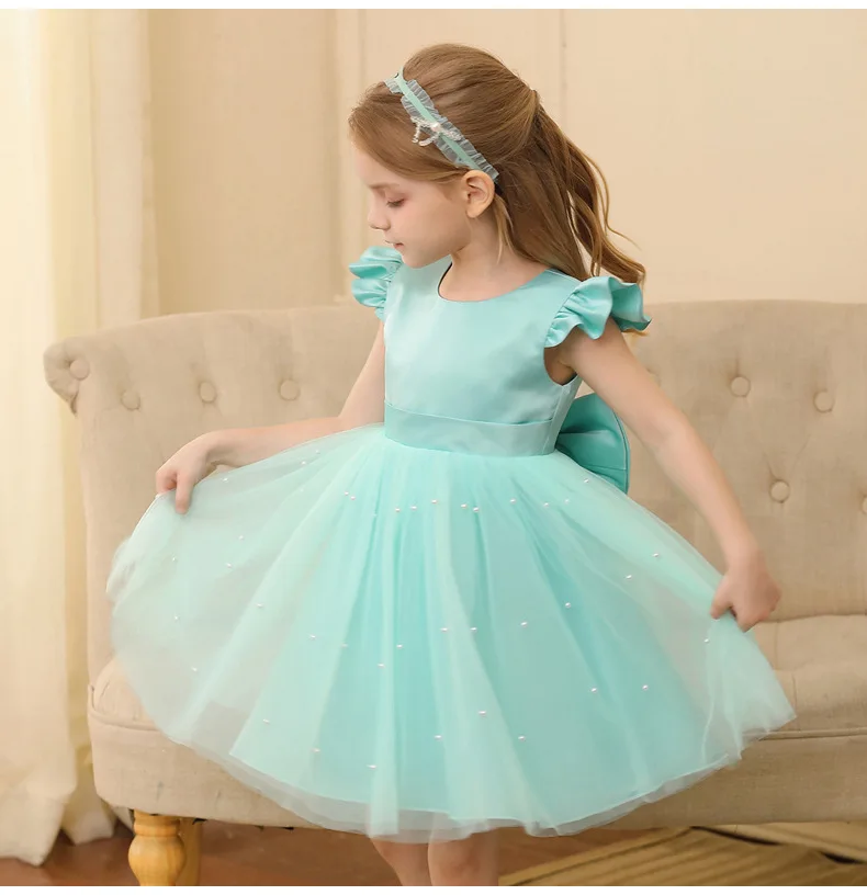 

European and American children's net tulle puffy dress dress, fashionable little girl's wedding birthday princess dress dress