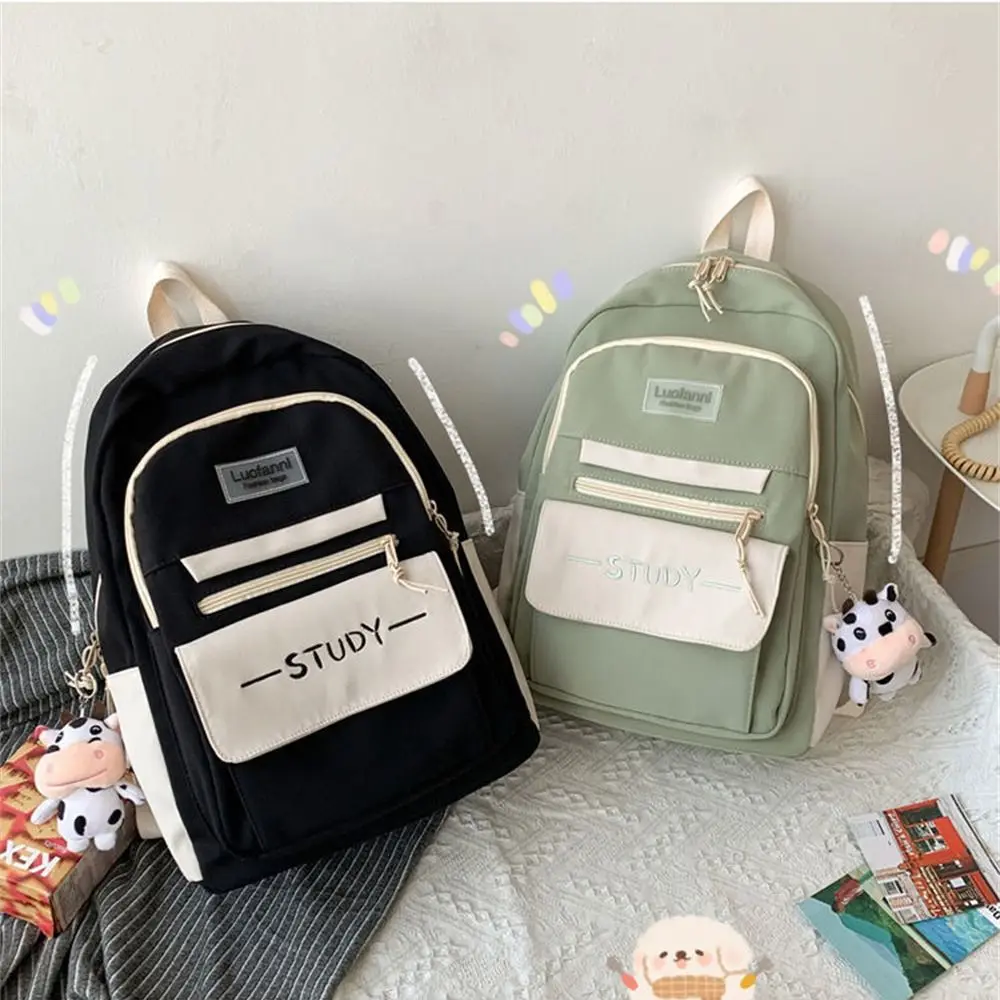 Fashion Nylon Large Capacity Backpack Teenage Pure Colour Schoolbag Women Men Waterproof Travel Rucksack Bags Student School Bag