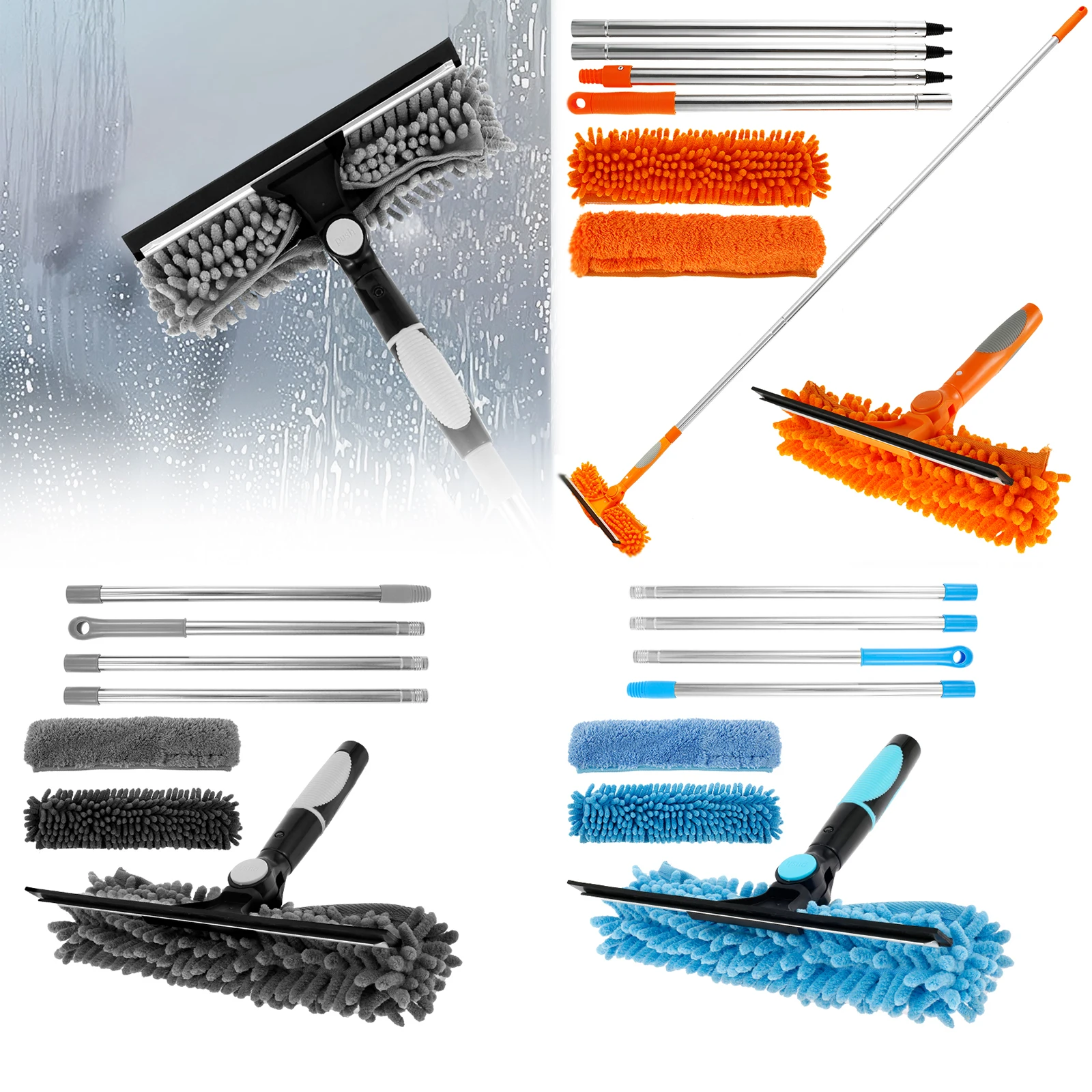 Glass Window Cleaning Tool Shower Squeegee Bathroom Glass Clean Kit Scrapers Car Window Washing Brush Hanging Mirror Cleaning